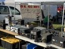 A typical table at the Hamvention flea market. [Rich Moseson, W2VU, photo]